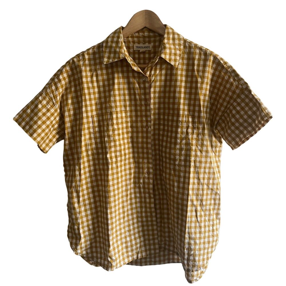 Tradlands golden gingham box top yellow size xs